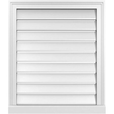 Ekena Millwork Vertical Surface Mount PVC Gable Vent: Functional, w/ 2"W x 2"P Brickmould Sill Frame, 24"W x 28"H GVPVE24X2803SF